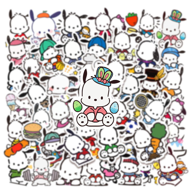 50pcs Pochacco  Sticker Water Cup Notebook Hand Account Water Cup Waterproof Student Stationery Decoration Graffiti Sticker