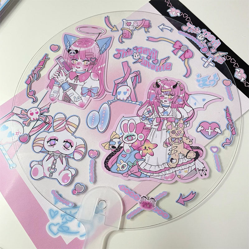 Killer Girl Barbie Girl Love Membrane Sweet Asian Style Decorative Stickers DIY Hand Account  Phone Case Small Card Stickers