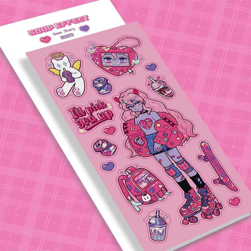 Character Goo Card Sticker Hand Account Sticker  phone Case Black Hot Girl Leather Skateboard Trainee Magic Witch Girl SweetCool Retro DIY Sticker