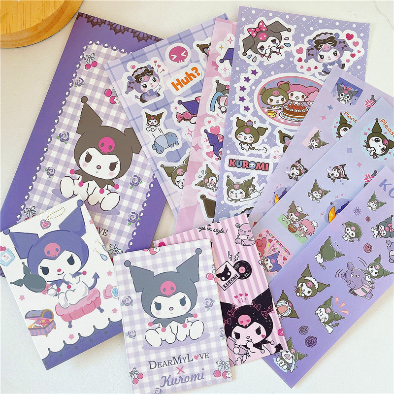 Sanrio Envelope Packaging  Stickers Kuromi Melody Cinnamorll Stickers Handbook Decoration DIY Sticker