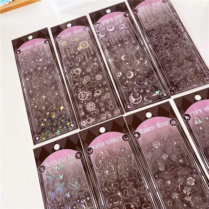 Brilliant Xingxi Laser 3D Silver Pressed Decorative Sticker Basic Pocket Decoration Material Sticker