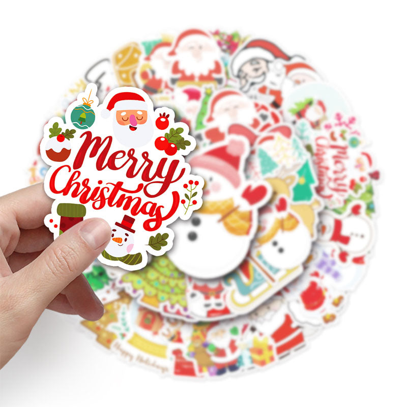 50pcs Christmas Graffiti Stickers Cartoon Holiday Stickers DIY  Phone Case Laptop Stickers Waterproof