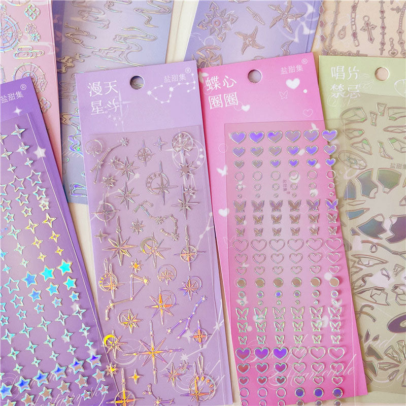 Galaxy Taboo Series Silver Pressed Stickers 3D Hand Account  Phone Case Collage Decoration Material Stickers
