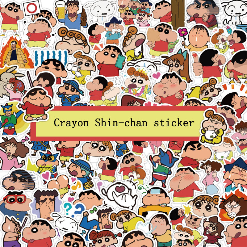 60pcs Cute Anime Cartoon Crayon Shin-chan Decoration  Phone Case Water Cup Waterproof Hand Account Sticker Cartoon Sticker