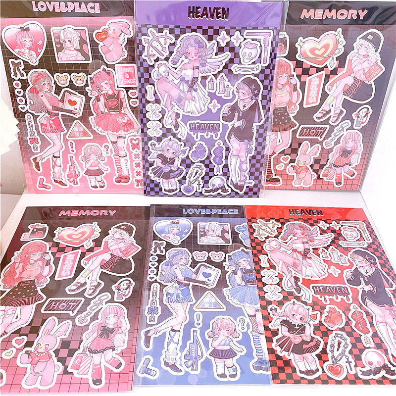Girl Heart Cartoon Decoration Hand Account  Phone Case Decoration Sticker DIY Handmade High-Value Heartbeat Signal Sticker