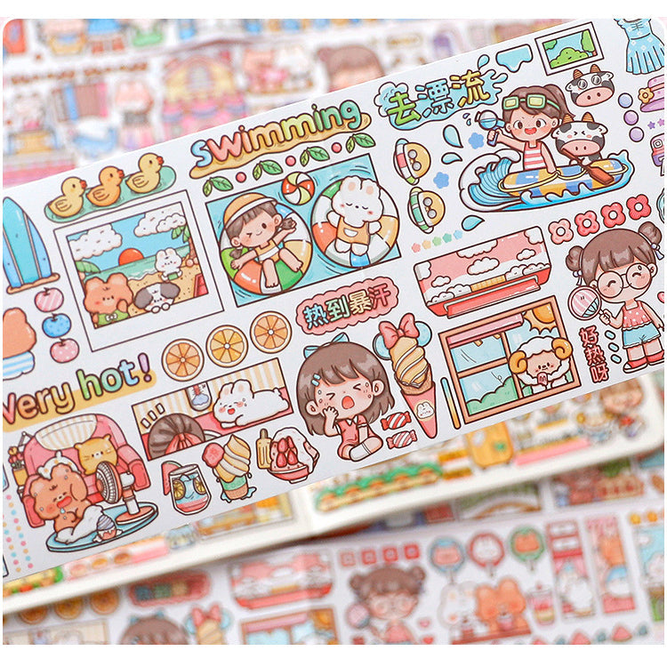 Cartoon Cute Girl Stickers Creative Multi-scene Journal Scrapbooking Decoration Sticker