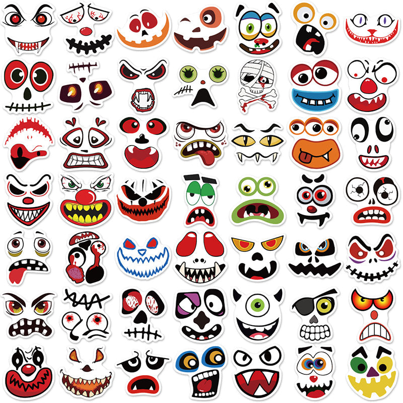 50pcs Halloween Wacky Stickers Decorated Water Bottle Phonecase Pull Box Pumpkin Wacky Waterproof Graffiti Stickers