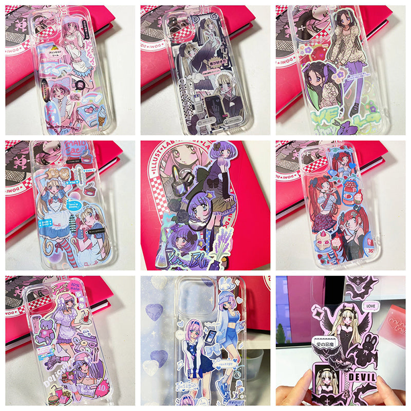 DIY Customized Epoxy Phone Case Designed Stickers Handmade Anime Character Phone case Back Card  Finished