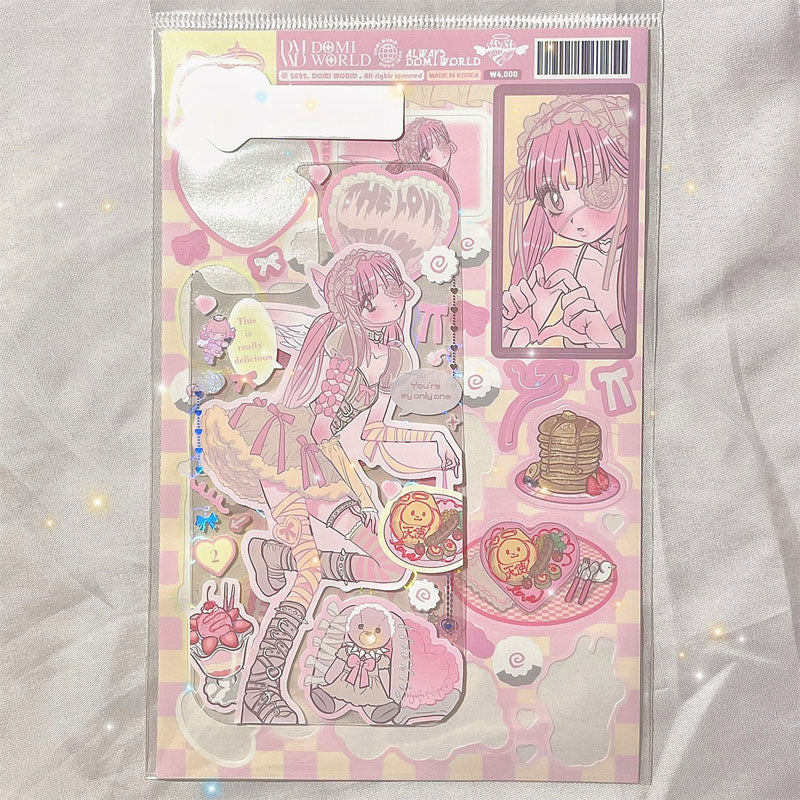 Domi Character Stickers Girl Heart DIY Decoration Stickers IPhone Mobile Phone Decoration Stickers