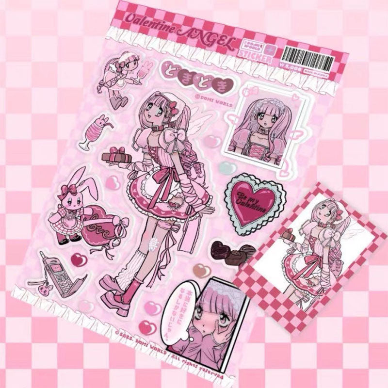 Ins Girl Character Sticker Cartoon Girl Decoration Sticker Domi hand account  Phone case material