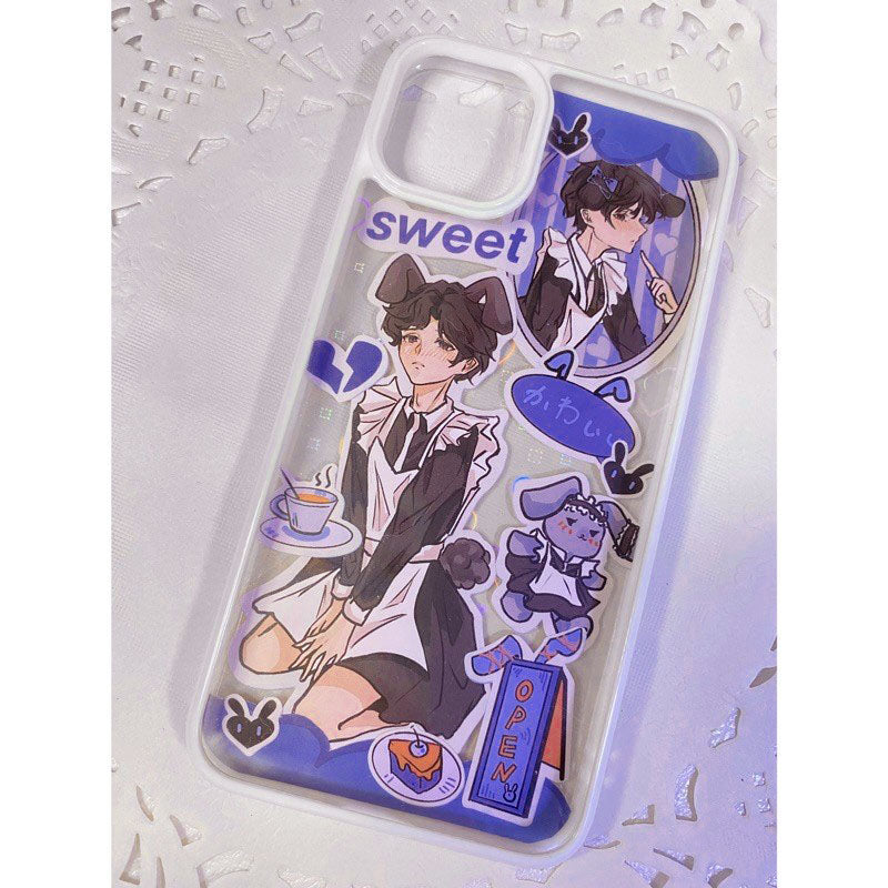 DIY Customized Glue Back Card Mobile Phone Case Sticker Sweet Asia Girl Babe Phone Case Finished Waterproof